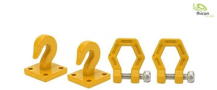 Metal hook and hexagon shackle set, yellow