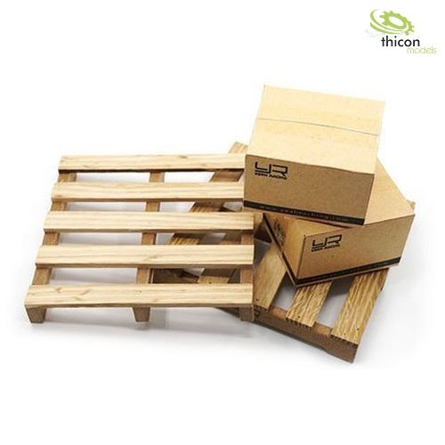 Wooden pallets with cardboard boxes, 2 pieces