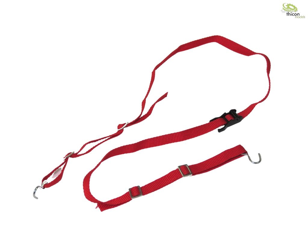 Textile lashing strap/tension belt in red with metal tension
